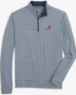 Alabama Crimson Tide Cruiser Micro-Stripe Heather Quarter Zip<Southern Tide Hot