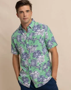 Beach Blooms Linen Rayon Short Sleeve Sport Shirt<Southern Tide Shop