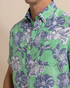 Beach Blooms Linen Rayon Short Sleeve Sport Shirt<Southern Tide Shop