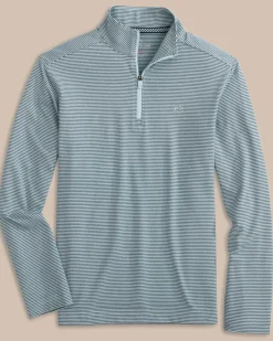 Boys Cruiser Heather Micro-Stripe Quarter Zip Pullover<Southern Tide Shop