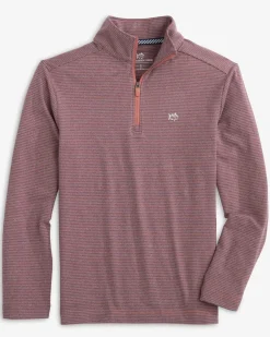 Boys Cruiser Heather Micro-Stripe Quarter Zip Pullover<Southern Tide Shop