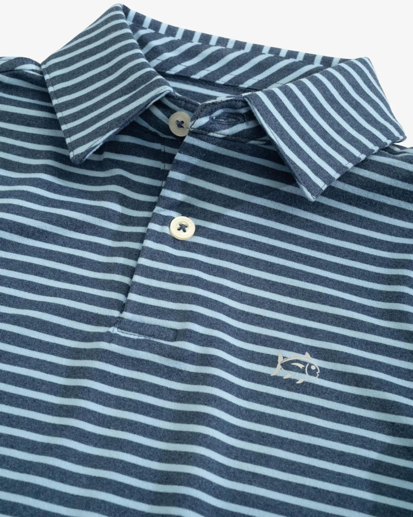 Boys Ryder Heather Marin Stripe Performance Polo Shirt<Southern Tide Best Sale