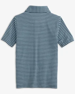 Boys Ryder Heather Marin Stripe Performance Polo Shirt<Southern Tide Best Sale