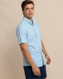 Brrr° Intercoastal Heather Stay Shady Short Sleeve Sport Shirt<Southern Tide Clearance