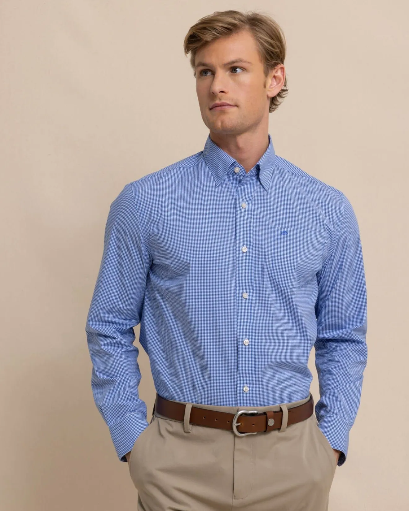 Charleston Parkwood Micro-Gingham Long Sleeve Sport Shirt<Southern Tide Best