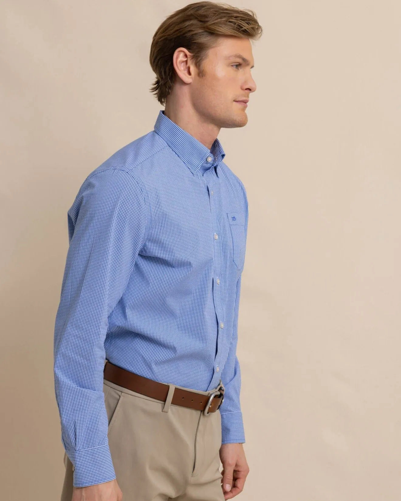 Charleston Parkwood Micro-Gingham Long Sleeve Sport Shirt<Southern Tide Best