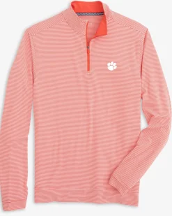 Clemson Tigers Cruiser Micro-Stripe Heather Quarter Zip<Southern Tide Clearance