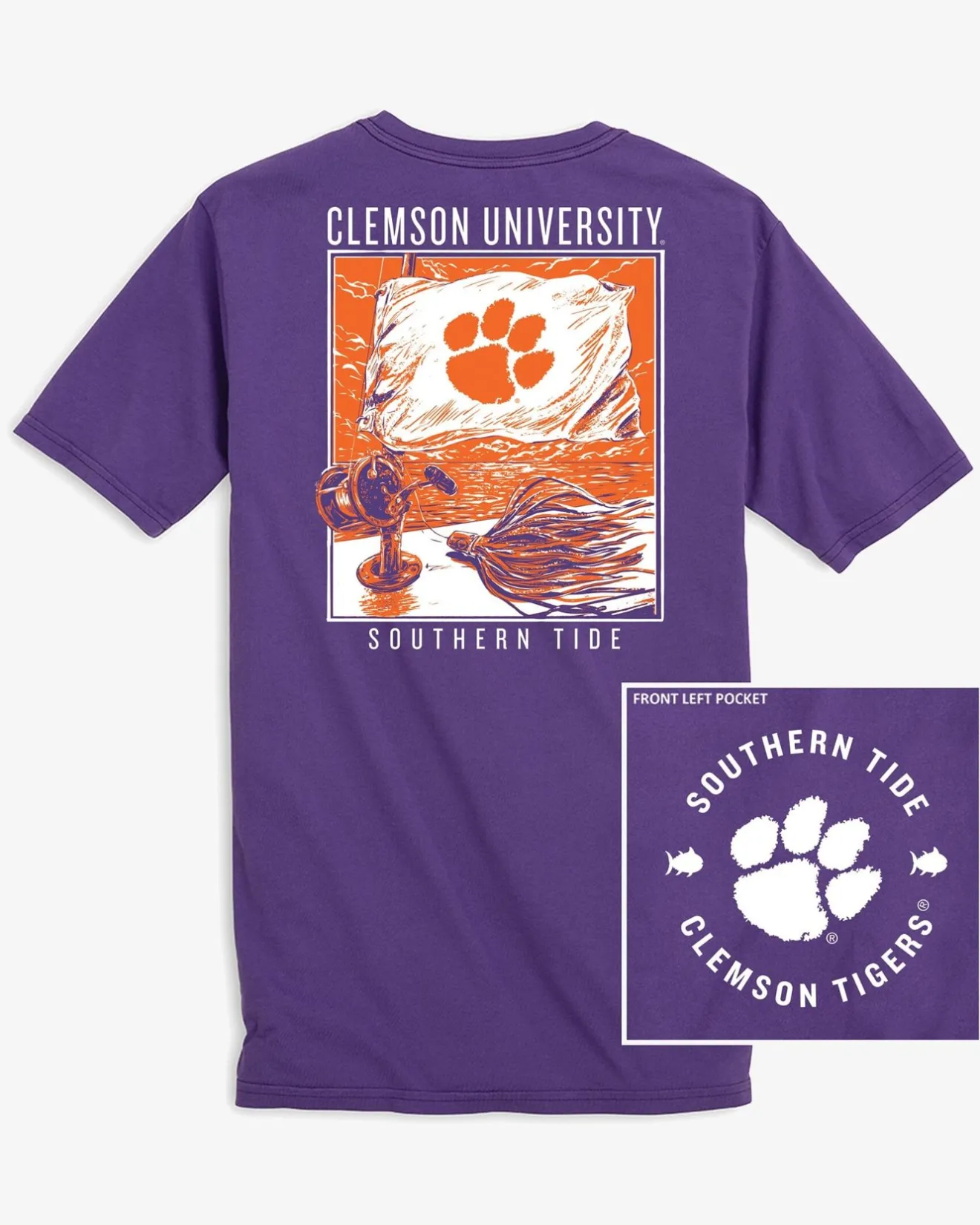 Clemson Tigers Fishing Flag T-Shirt<Southern Tide New