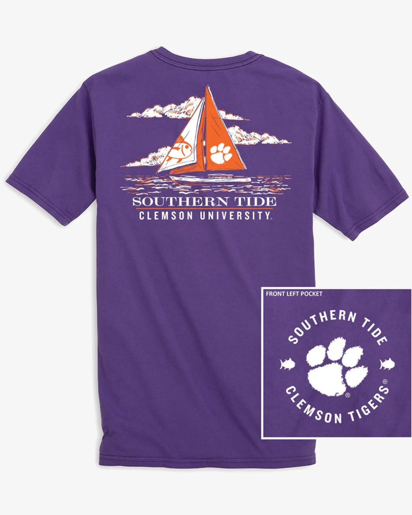 Clemson Tigers Skipjack Sailing T-Shirt<Southern Tide New