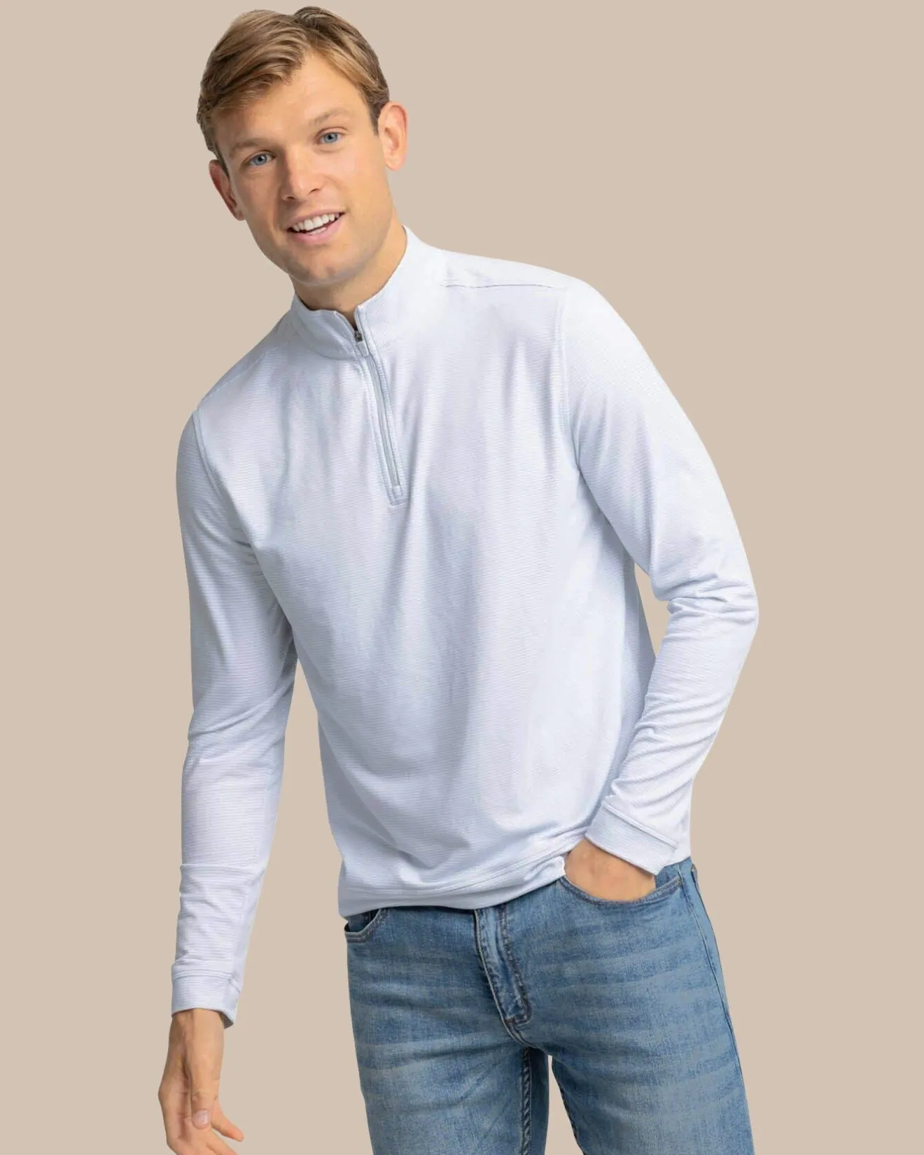 Cruiser Micro-Stripe Heather Quarter Zip<Southern Tide Best Sale