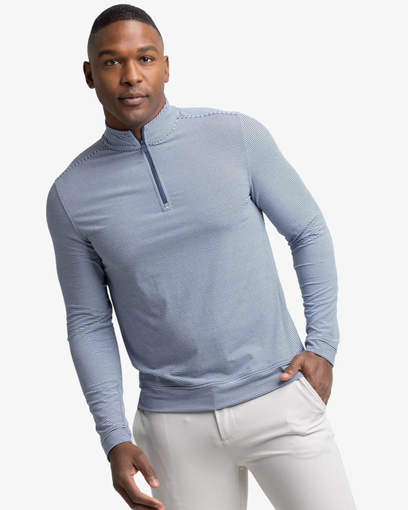 Cruiser Micro-Stripe Heather Quarter Zip<Southern Tide Best Sale