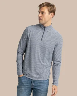 Cruiser Micro-Stripe Heather Quarter Zip<Southern Tide Best Sale