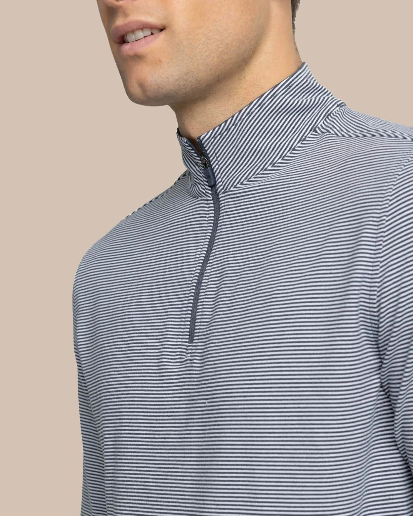Cruiser Micro-Stripe Heather Quarter Zip<Southern Tide Best Sale