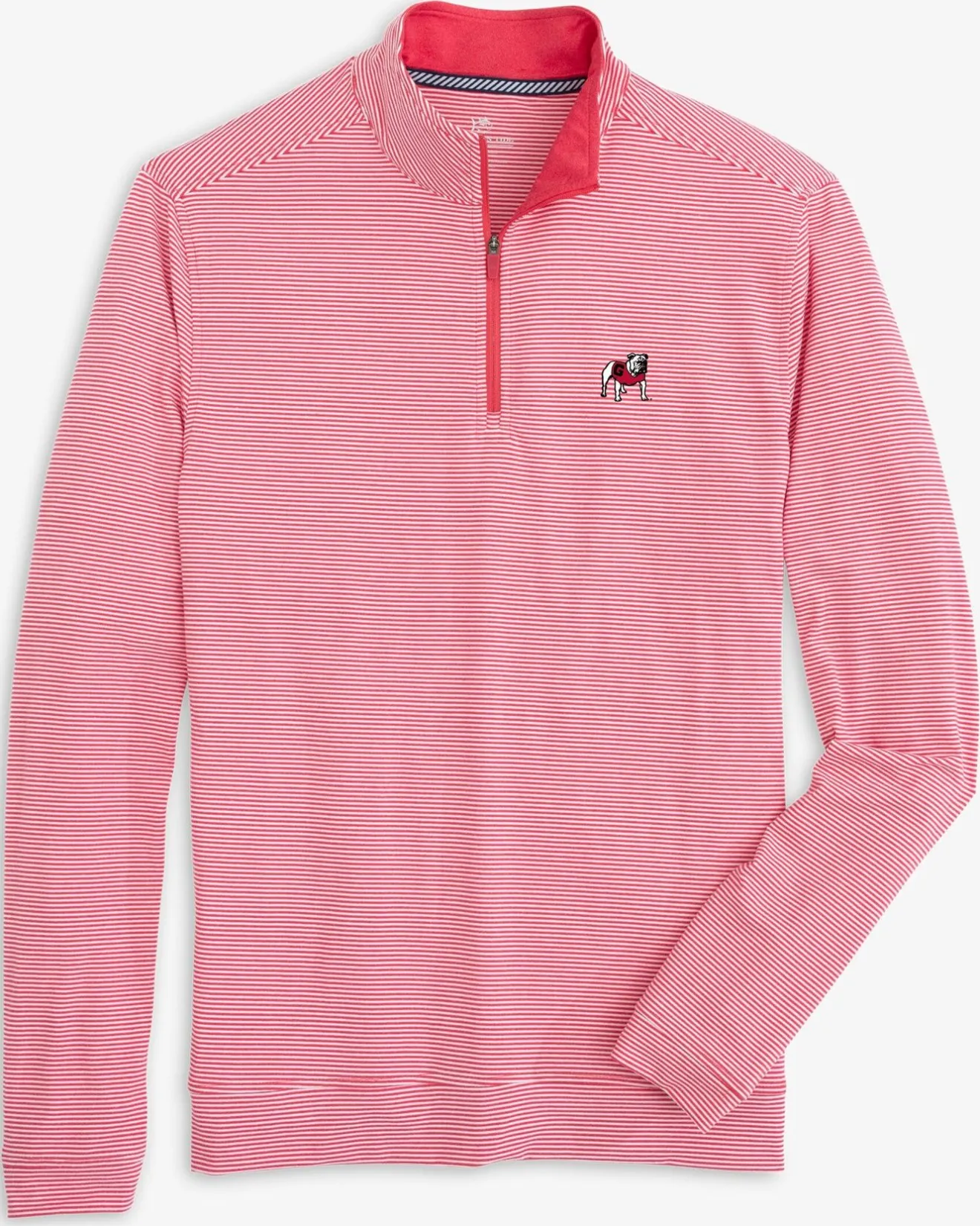 Georgia Bulldogs Cruiser Micro-Stripe Heather Quarter Zip<Southern Tide Best
