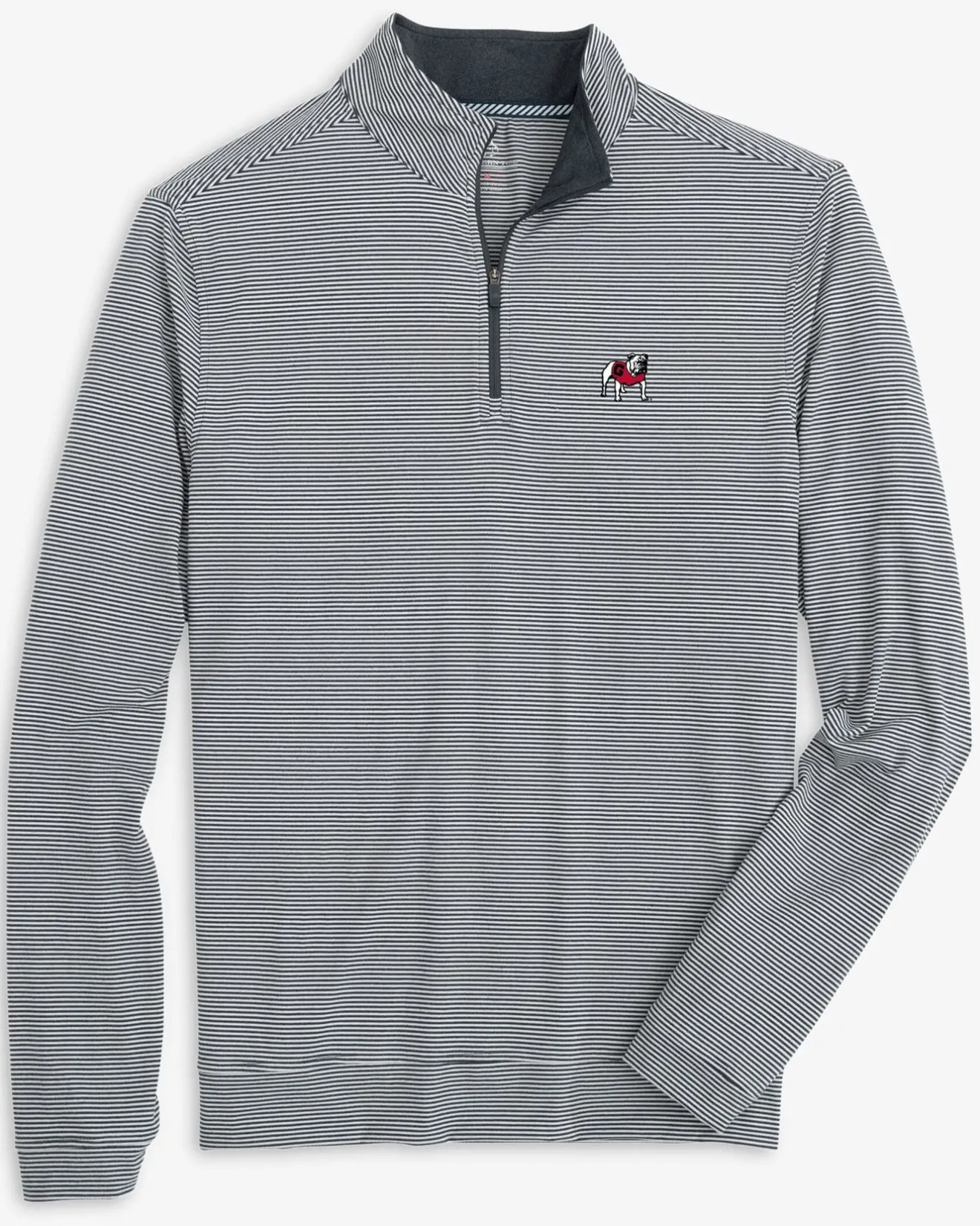Georgia Bulldogs Cruiser Micro-Stripe Heather Quarter Zip<Southern Tide Best