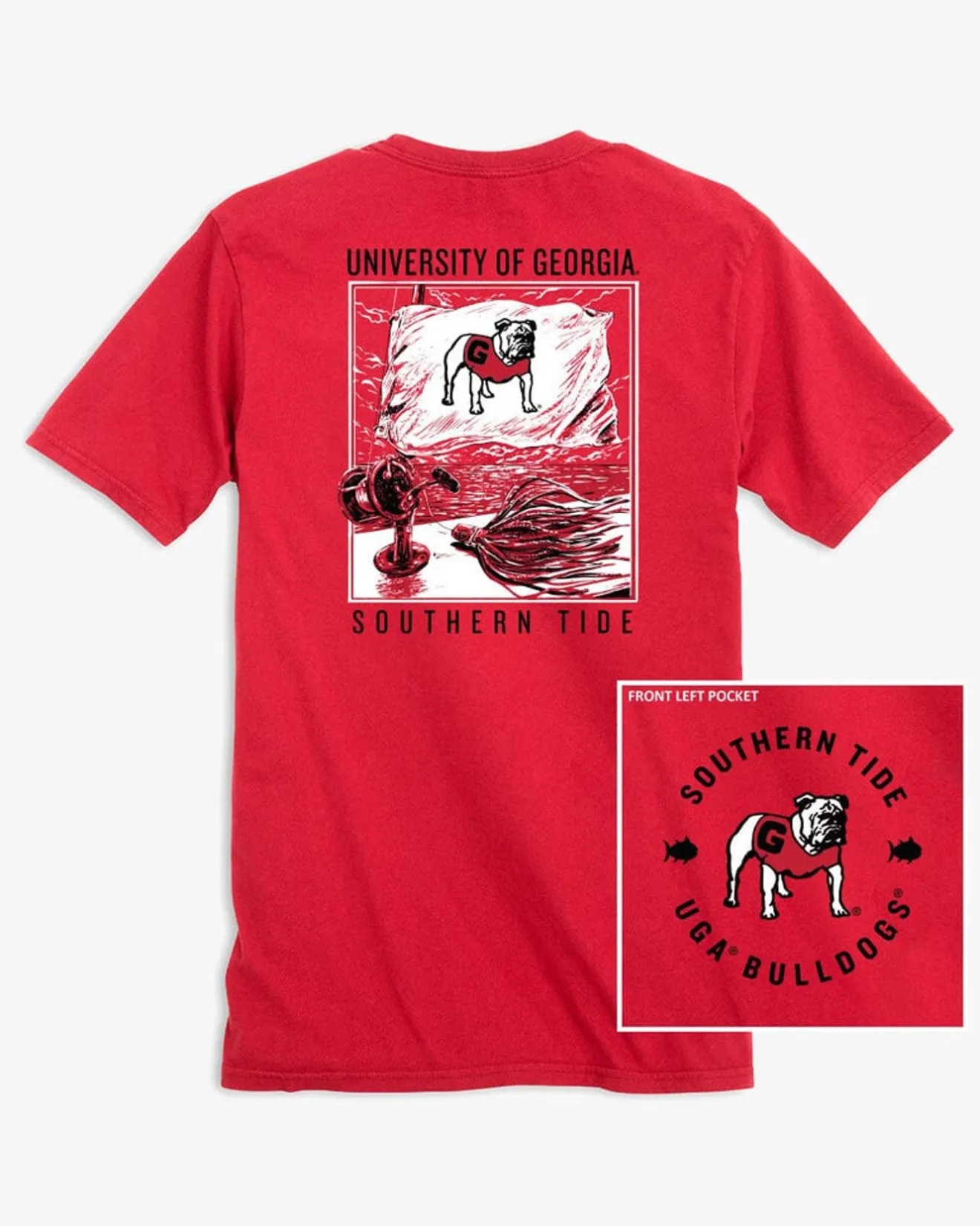 Georgia Bulldogs Fishing Flag T-Shirt<Southern Tide Clearance