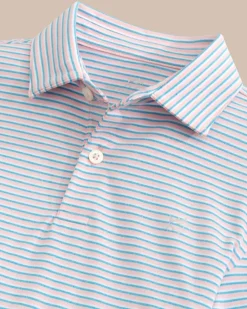 Kids Ryder Heather Halls Stripe Performance Polo<Southern Tide Cheap