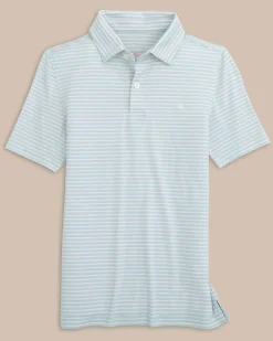 Kids Ryder Heather Halls Stripe Performance Polo<Southern Tide Cheap