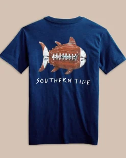 Kids Sketched Football Heather T-Shirt<Southern Tide Online