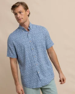 Linen Rayon Ditzy Floral Short Sleeve Sport Shirt<Southern Tide Store