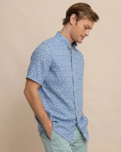 Linen Rayon Ditzy Floral Short Sleeve Sport Shirt<Southern Tide Store