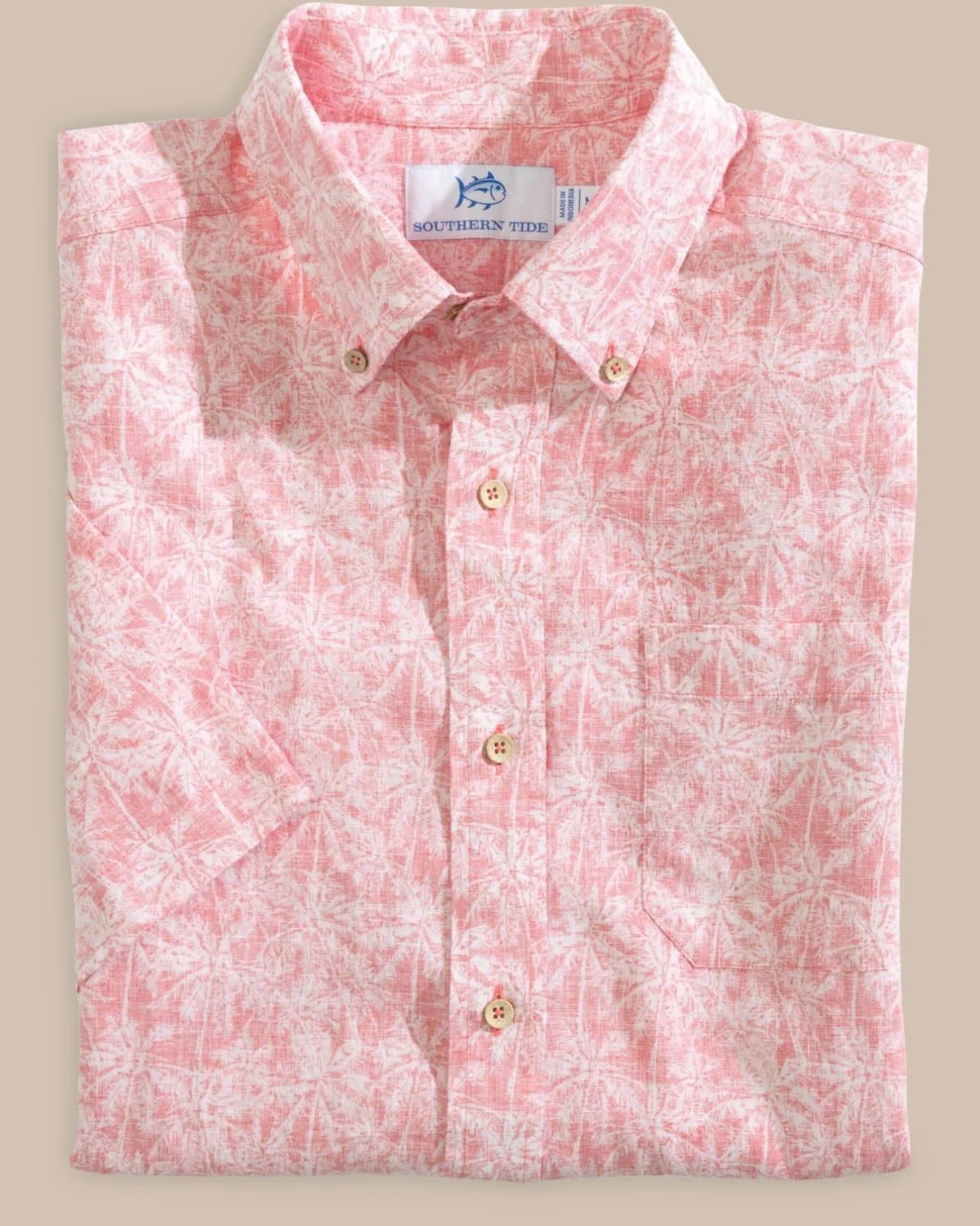 Linen Rayon Keep Palm And Carry On Print Sport Shirt<Southern Tide New