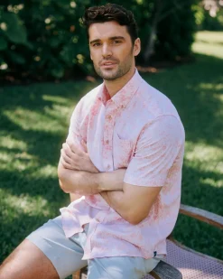 Linen Rayon Keep Palm And Carry On Print Sport Shirt<Southern Tide New