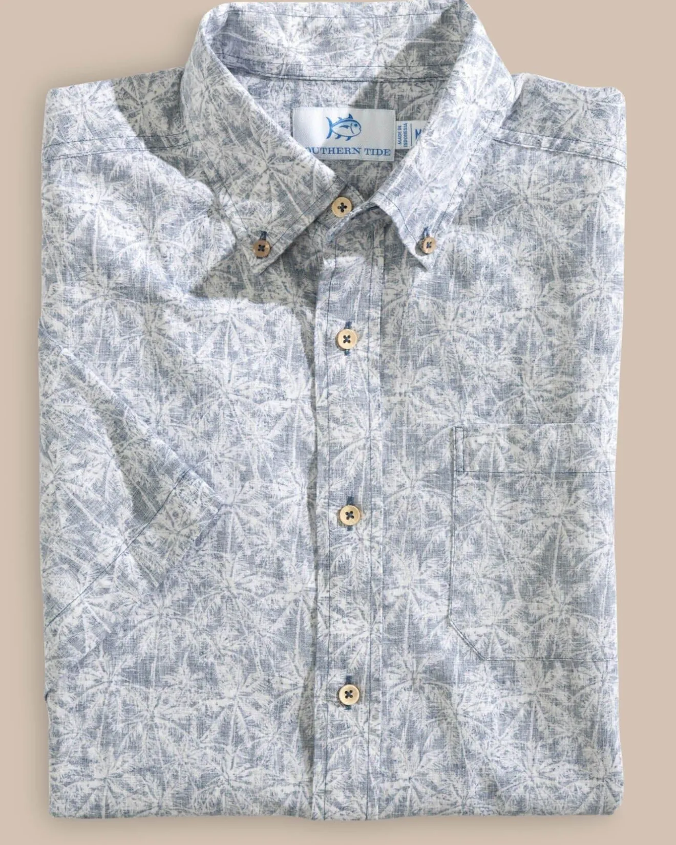 Linen Rayon Keep Palm And Carry On Print Sport Shirt<Southern Tide New
