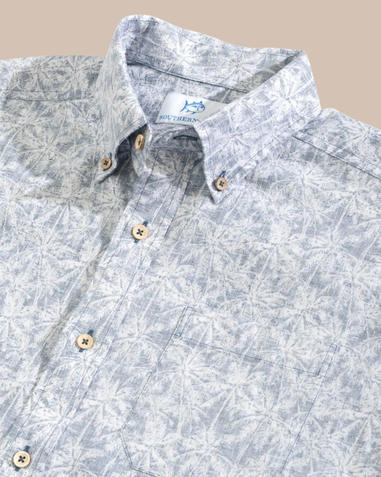 Linen Rayon Keep Palm And Carry On Print Sport Shirt<Southern Tide New