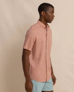 Linen Rayon Vacation Views Short Sleeve Sport Shirt<Southern Tide Cheap