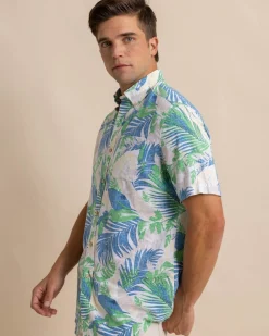 Paradise Palms Linen Rayon Short Sleeve Sport Shirt<Southern Tide Discount