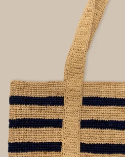 Striped Straw Hat Carrier Beach Tote<Southern Tide Online